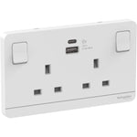 AvatarOn奐尚 13A 兩位連保護門有掣插座連兩位21W Type A+C USB 充電插座(白/金/灰)| 請先查詢現貨 - LINKO Shop