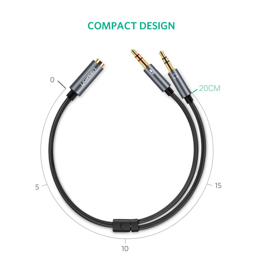 UGREEN 3.5mm音頻電腦耳機麥克風二合一轉接線 - LINKO Shop
