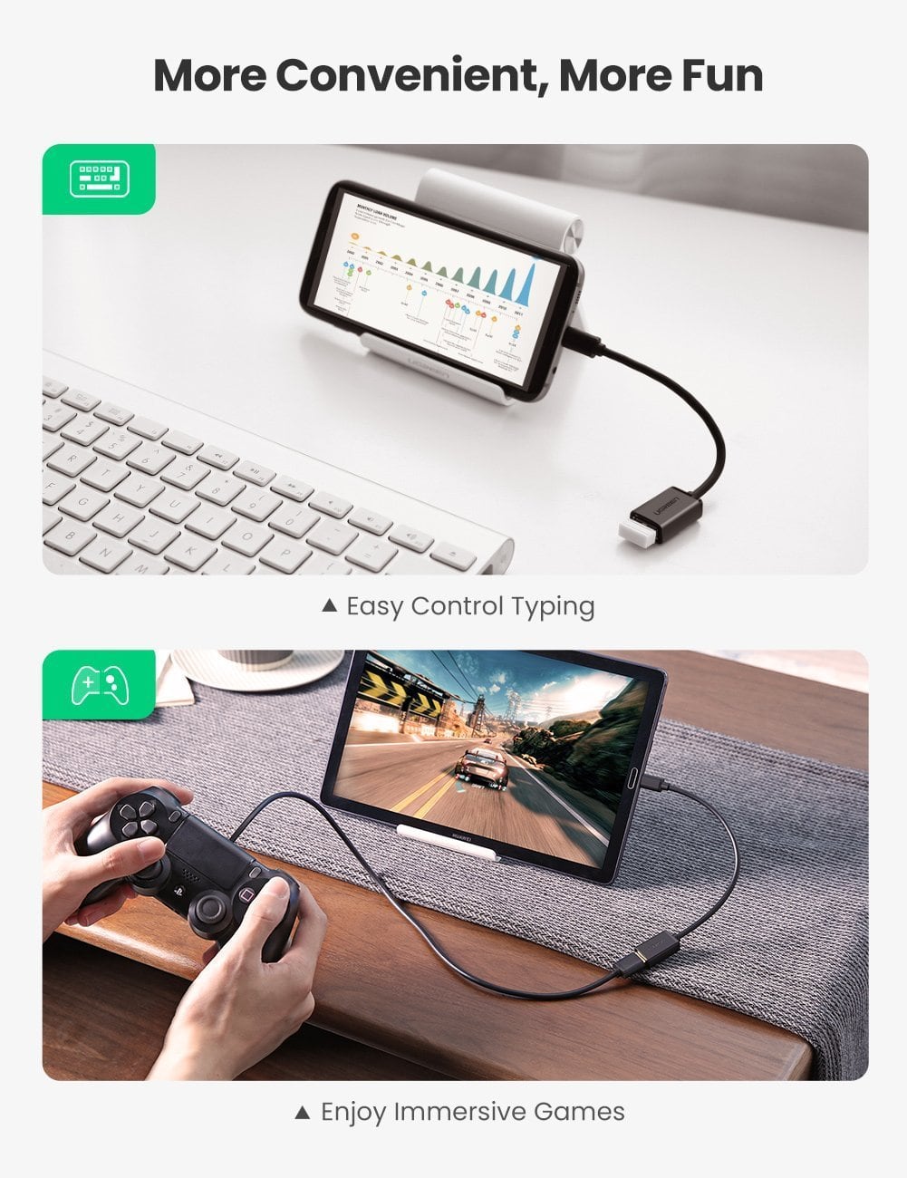 UGREEN USB(公)轉Micro USB(母)OTG數據線 - LINKO Shop