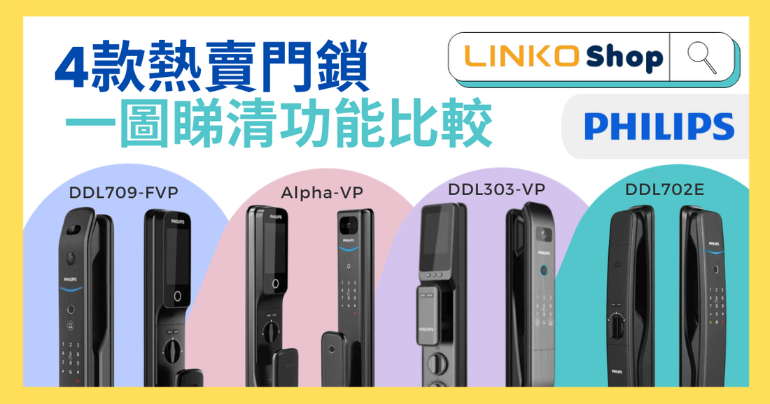 【2024最新】4款熱賣Philips電子門鎖功能大比較 (DDL709-FVP, Alpha-VP, DDL303-VP, DDL702E)