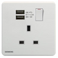 西門子 DELTA®arina 13A 單位單極開關插座(帶USB插座) 產品圖片
