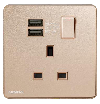 西門子 DELTA®arina 13A 單位單極開關插座(帶USB插座) 產品圖片