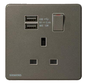 西門子 DELTA®arina 13A 單位單極開關插座(帶USB插座)