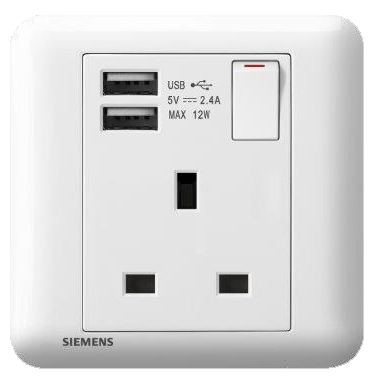 西門子 DELTA®seata 13A單位開關插座(帶USB插座)