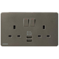 西門子 DELTA®arina 13A 雙位開關插座(帶USB插頭)