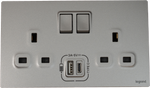 Legrand Mallia Senses 13A 孖蘇有掣連Type A+C USB 深沙銀