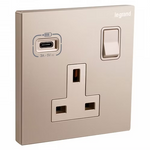 Legrand Galion 逸景 單位13A蘇面 帶開關 連一個C型 USB充電器 產品圖片