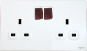 Legrand Mallia Senses 13A 孖蘇有掣有燈 陶瓷白