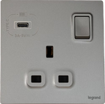 Legrand Galion 逸景 單位13A蘇面 帶開關 連一個C型 USB充電器 產品圖片