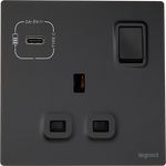 Legrand Galion 逸景 單位13A蘇面 帶開關 連一個C型 USB充電器 產品圖片