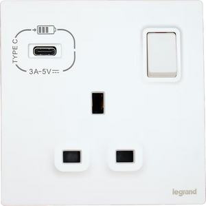 Legrand Galion 逸景 單位13A蘇面 帶開關 連一個C型 USB充電器