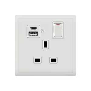 Pieno 13A 單位連保護門有掣雙極插座連 兩位USB充電插座 Type A+C