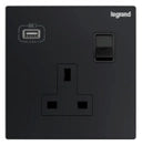 Legrand Galion 逸景 單位13A蘇面 帶開關 連一個A型USB充電器 產品圖片