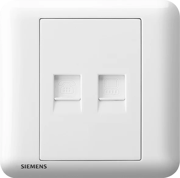 西門子 DELTA®seata 電話插座 RJ11 + 電腦插座 RJ45