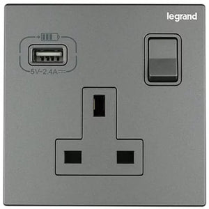 Legrand Galion逸景 單位13A蘇面帶開關連USB