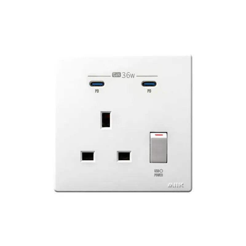 M2K GaN 36W 雙 Type-C 牆壁插座單蘇氮化鎵 PD 快充