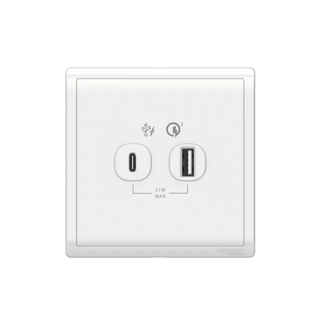 Pieno 兩位21W Type A+C PD+QC3.0 USB充電插座