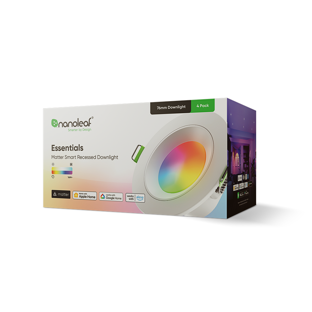 Nanoleaf Matter 3吋 6W 智慧天花筒燈 四燈套裝 兼容Matter 多色變換