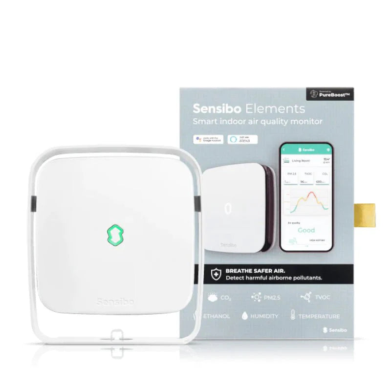 Sensibo Elements | 智慧 WiFi 空氣品質監測器、濕度計、二氧化碳偵測器、空氣污染指示器、二氧化碳監測器、溫度感測器，相容於 Alexa、Google Home