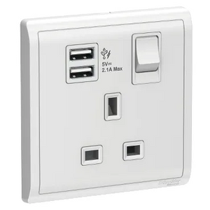 Pieno 13A 兩位連保護門有掣插座連兩位USB充電插座
