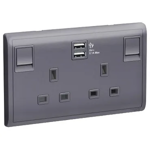 Pieno 13A 兩位連保護門插座連兩位USB充電插座