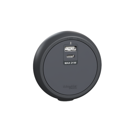 Easy series, USB socket, type A+C, 21W, grey 明裝式電力路軌USB插頭
