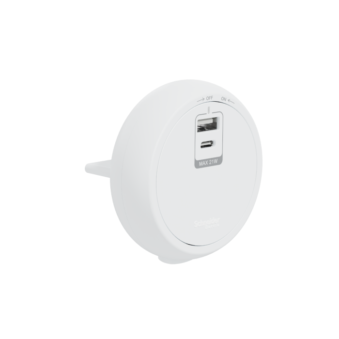 Easy series, USB socket, type A+C, 21W, grey 明裝式電力路軌USB插頭