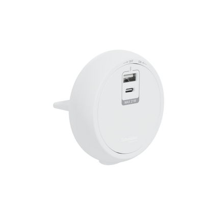 Easy series, USB socket, type A+C, 21W, grey 明裝式電力路軌USB插頭