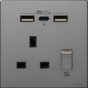 MIIK – GaN30W Type-C/USB 電制插座 (單蘇)