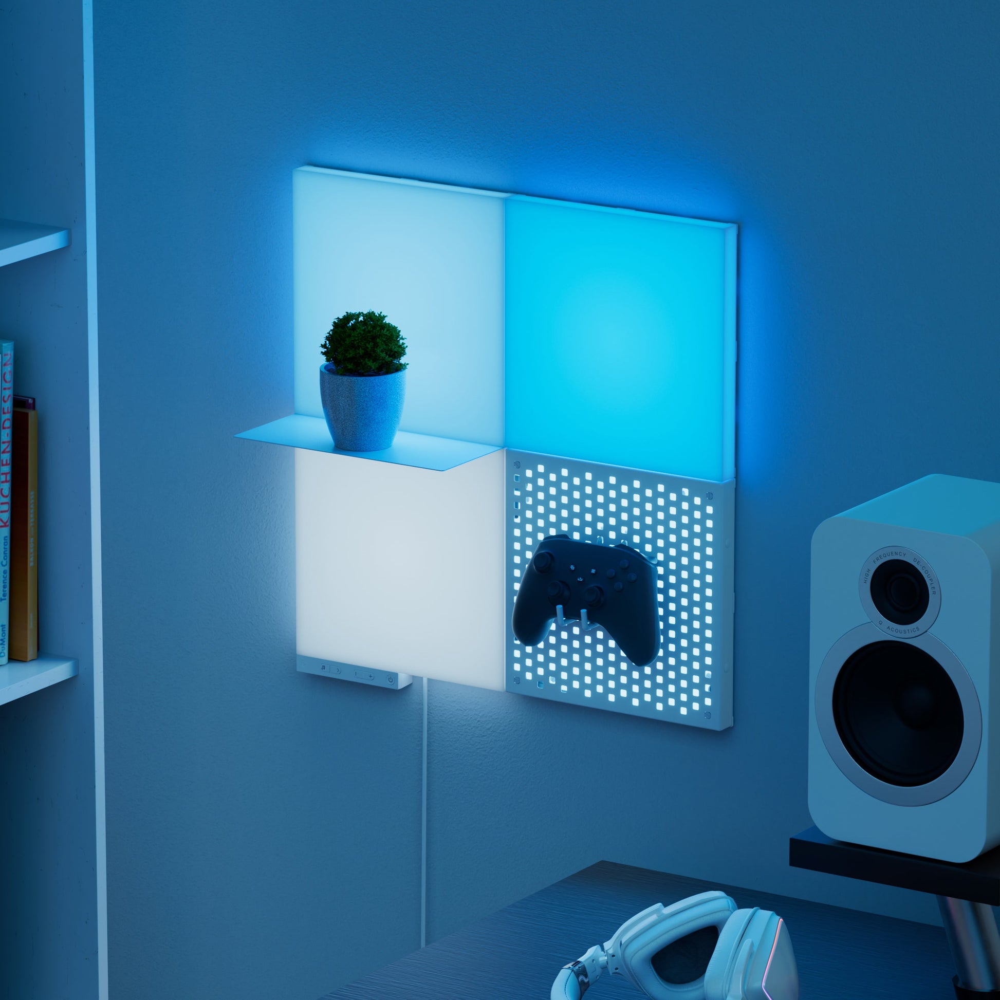 Nanoleaf Blocks 超薄不銹鋼層板 2塊組 合功能儲存 智慧照明 懸浮式 可調節