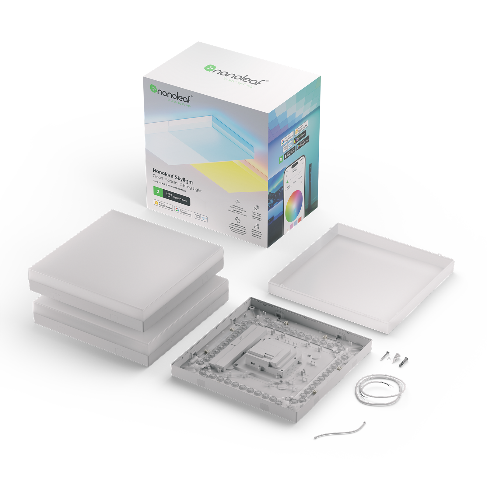 Nanoleaf Skylight 智能嵌入式天窗 三塊組 全屋光影 合作照明 方案 創意設計