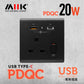 M2K PDQC 20W Type C USB 快速充電單蘇牆身插座 碳灰色 Matt Gray
