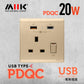 M2K PDQC 20W Type C USB 快速充電單蘇牆身插座 碳灰色 Matt Gray
