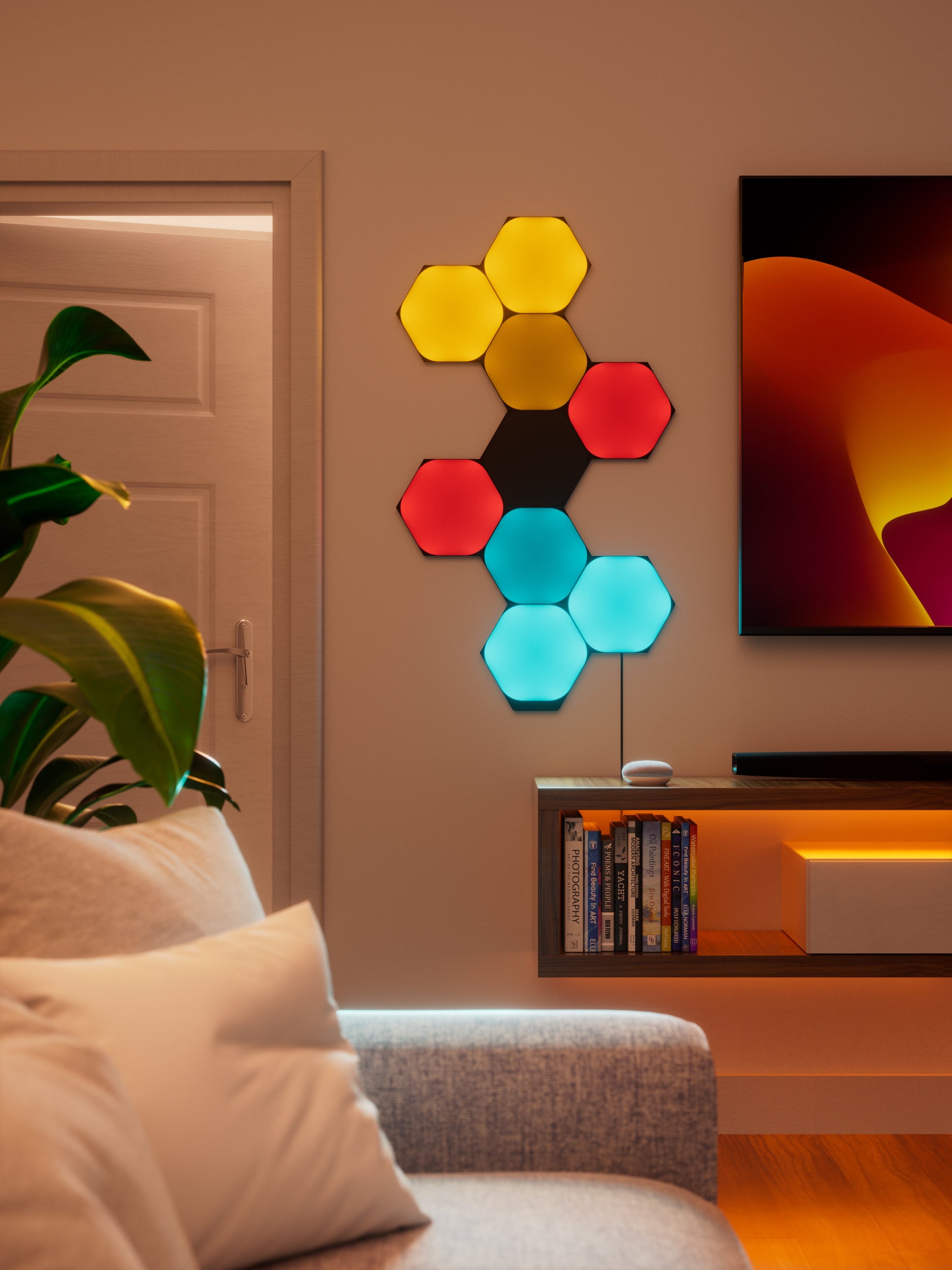 Nanoleaf 超級黑色 六角形 智慧燈板 九件套裝 高對比度 RGB 動態光效 無線安裝