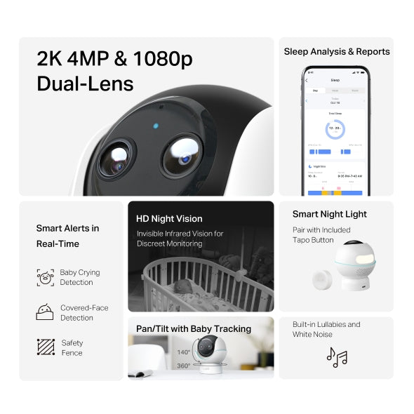 TP-Link Tapo C840 雙鏡頭400萬像素旋轉式AI智能嬰兒攝影機