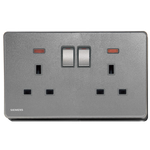 西門子 DELTA®arina 13A 雙位開關插座(帶霓虹燈指示器) 產品圖片