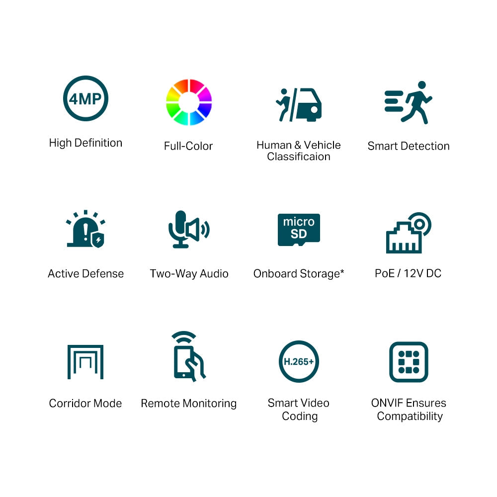 VIGI C440 4MP 全彩半球型網路攝影機 高效能 2.8mm/4mm 視訊監控