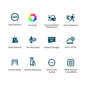 VIGI C440 4MP 全彩半球型網路攝影機 高效能 2.8mm/4mm 視訊監控