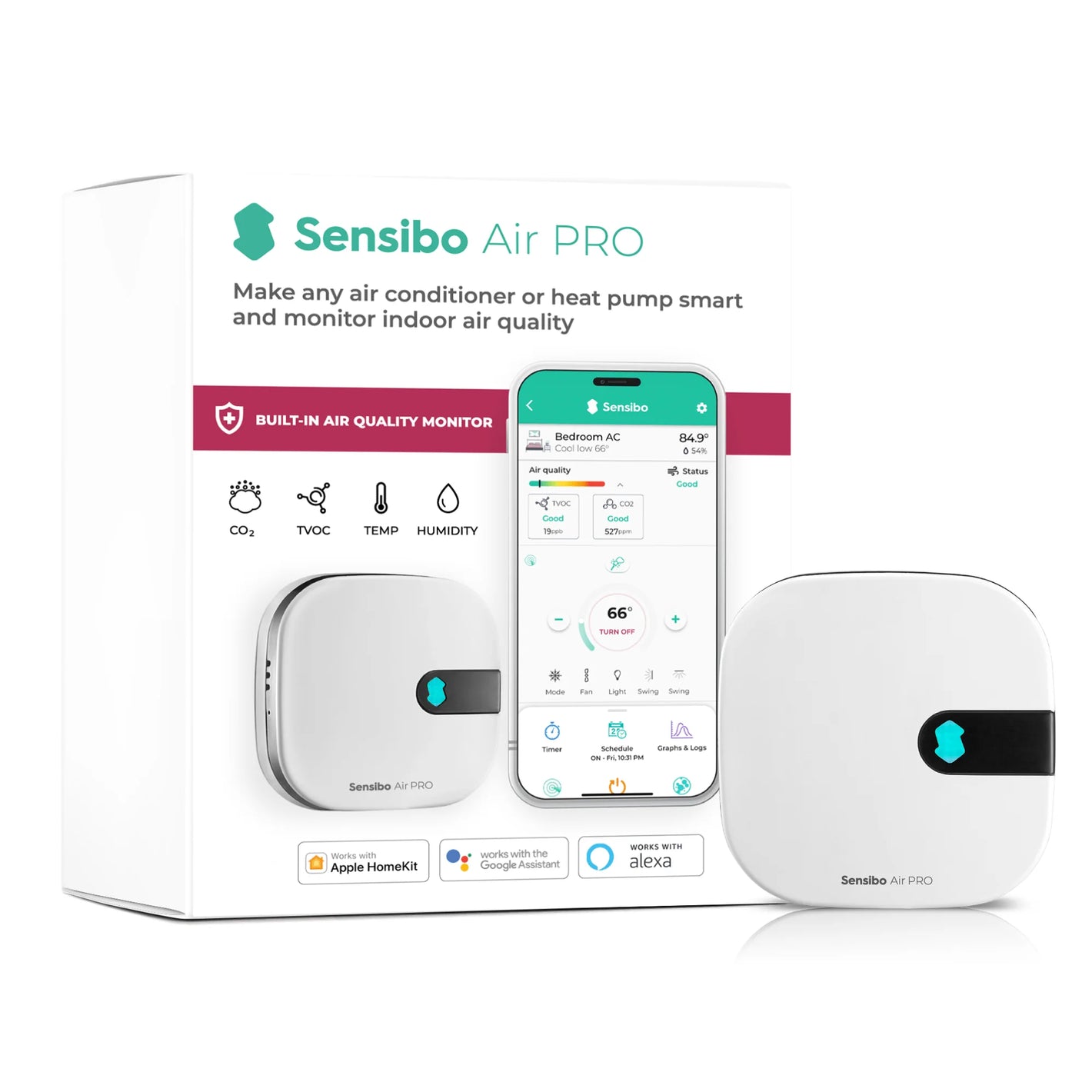 Sensibo Air PRO 智能冷氣控制器｜進階空氣質素監測 | 遙距控制冷氣開關、支援多款冷氣牌子（原裝行貨）
