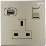 Legrand Galion 逸景 單位13A蘇面 帶開關 連一個A型USB充電器 產品圖片