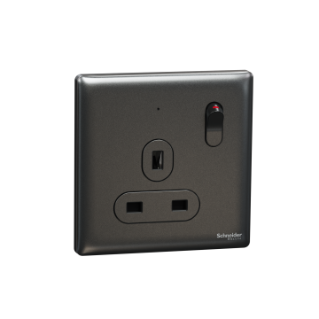 施耐德 Unica X 13A 單位連保護門有掣雙極插座連LED指示燈