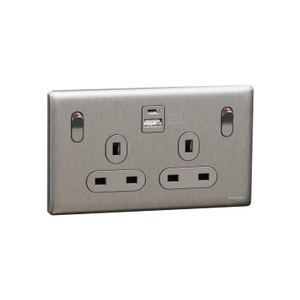 施耐德 Unica X 13A 兩位連保護門有掣雙極插座連兩位USB 充電插座Type A+C