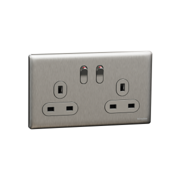 施耐德 Unica X 13A 兩位連保護門有掣雙極插座