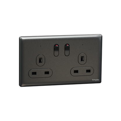 施耐德 Unica X 13A 兩位連保護門有掣雙極插座連LED指示燈