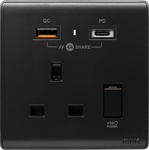 M2K PDQC Type C及USB 4A快速充電面板 單蘇 (白/陶瓷白/灰/黑/金/粉)