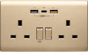 M2K PDQC Type C及USB 5.7A快速充電面板 雙蘇 (白/陶瓷白/灰/黑/金/粉)