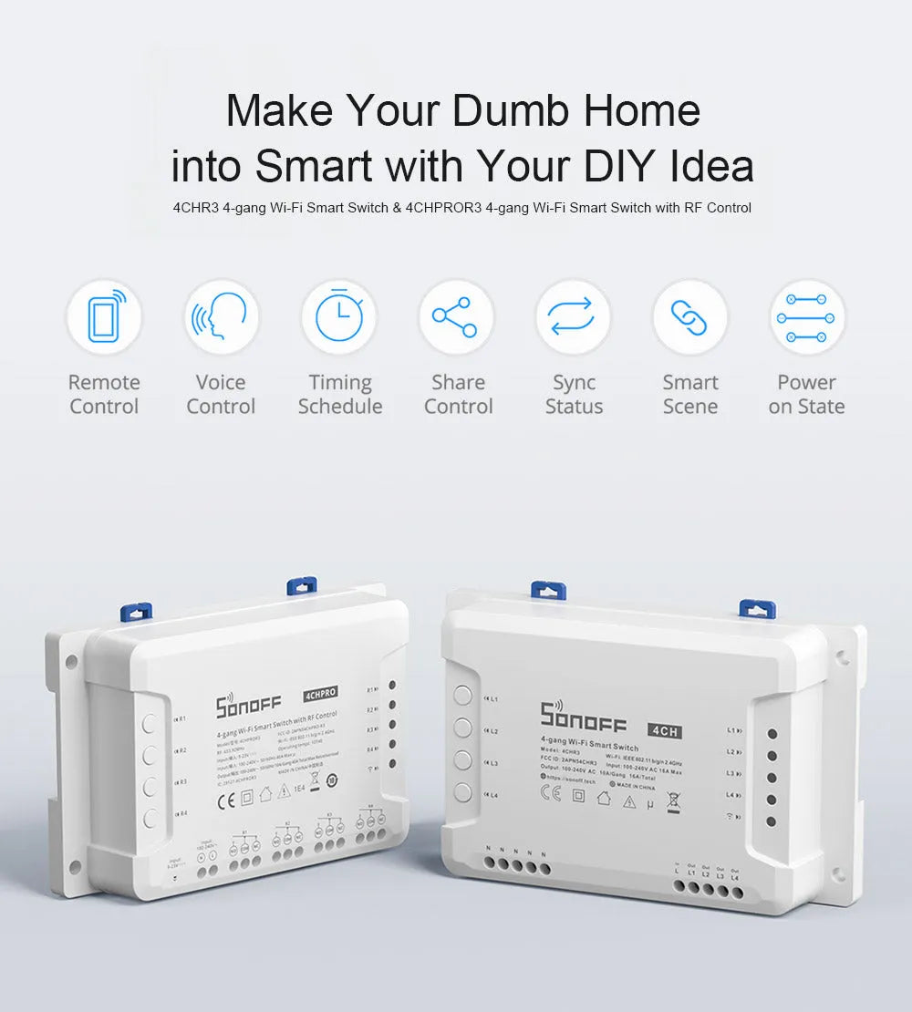 SONOFF 4路 Wi-Fi 智慧開關 4CHR3 & 4CHPROR3