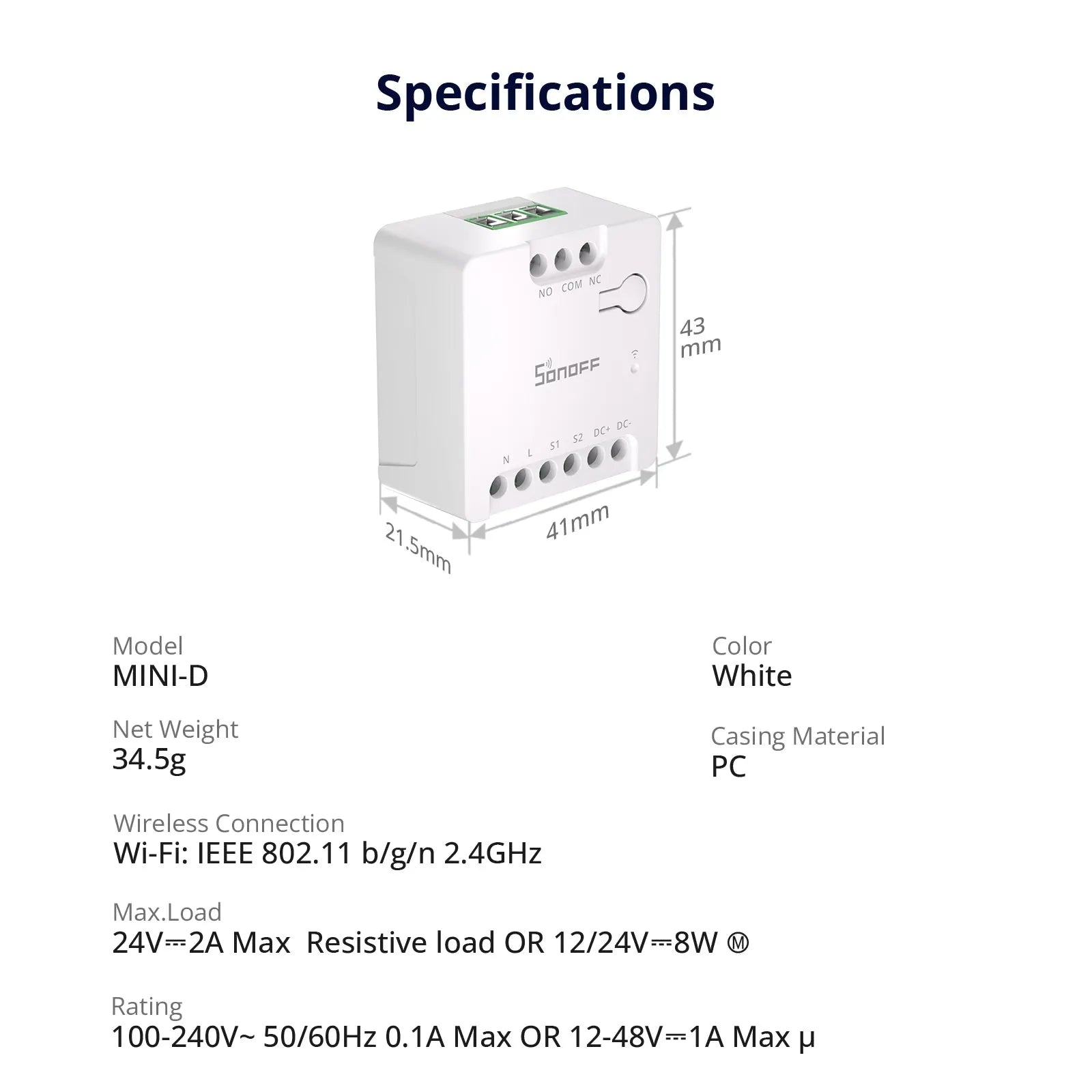 SONOFF MINI Dry Wi-Fi 乾接點智慧開關 MINI-D
