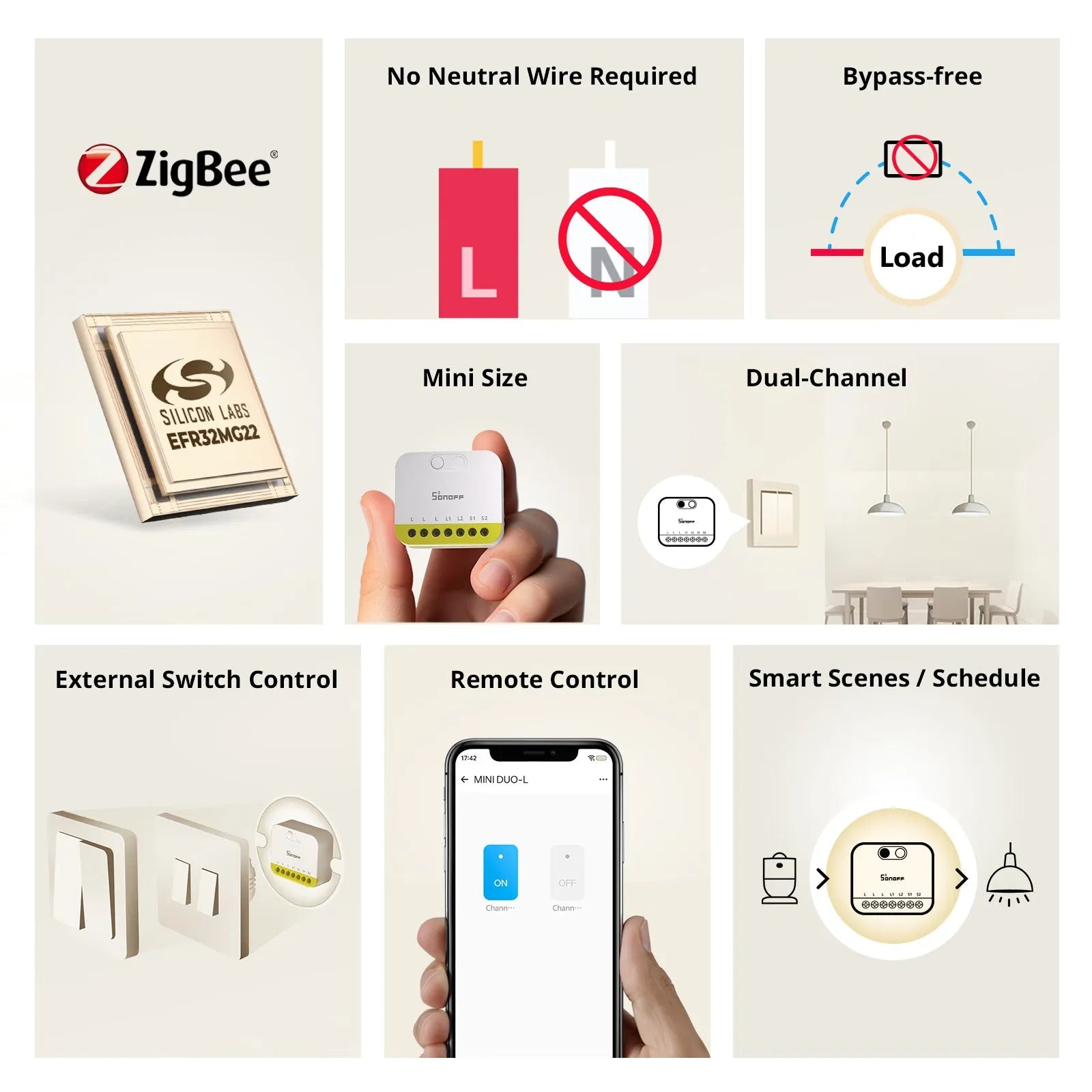 SONOFF MINI DUO-L 2路單火線 Zigbee 智慧開關 MINI-ZB2GS-L