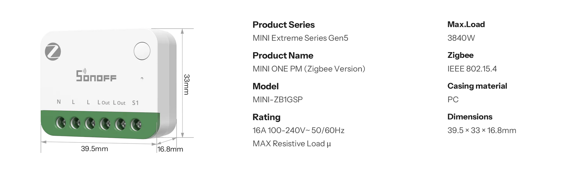 SONOFF MINI ONE PM Zigbee 智慧開關 MINI-ZB1GSP